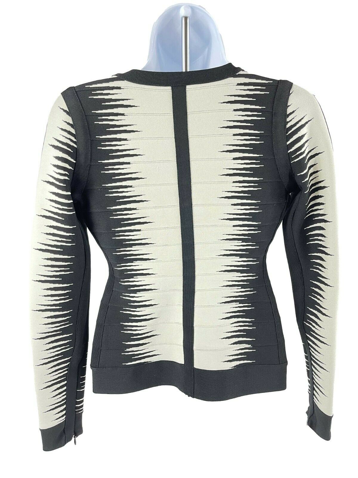 Herve Leger - Britt Ombre Bandage Jacquard Jacket - Black / White - XS