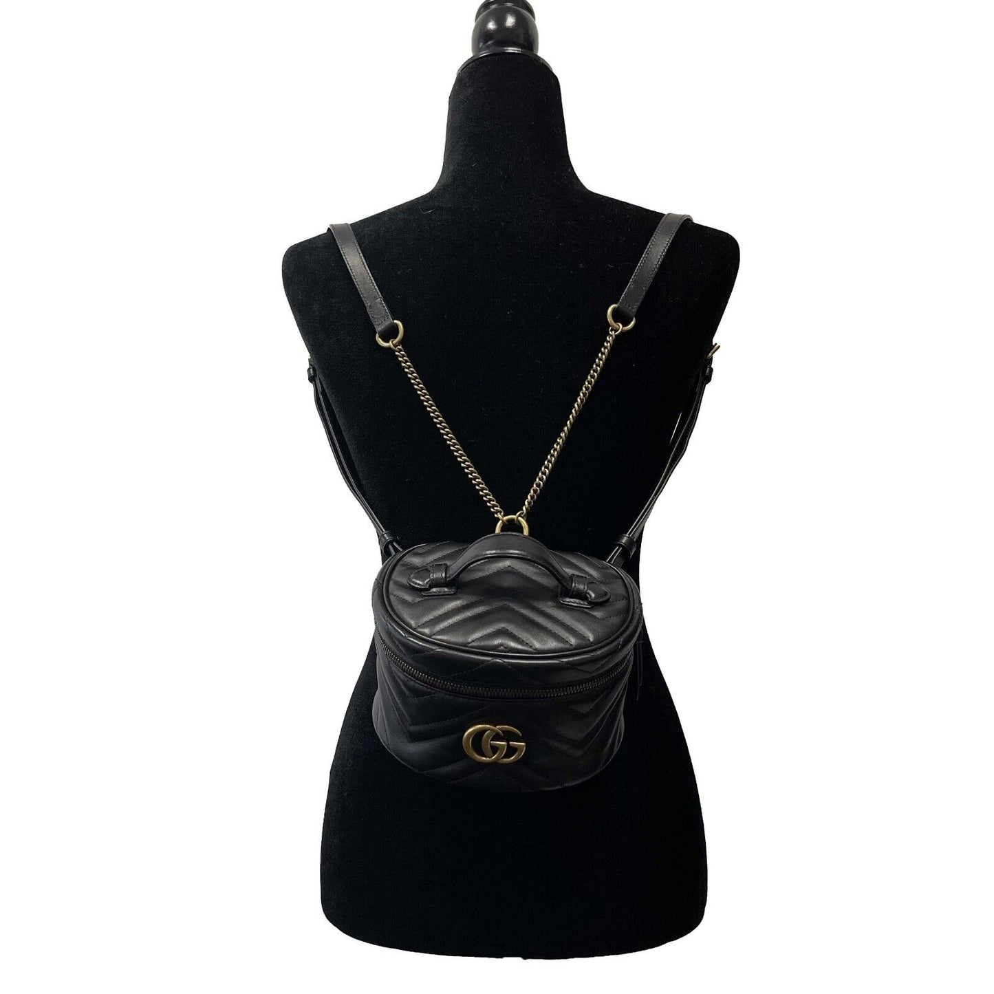 Gucci - GG Marmont Black Mini Backpack W/ Top Handle