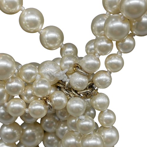 CHANEL - New w/ Tags - B14 White Faux Pearl Multi-Stranded Lavalier CC Necklace