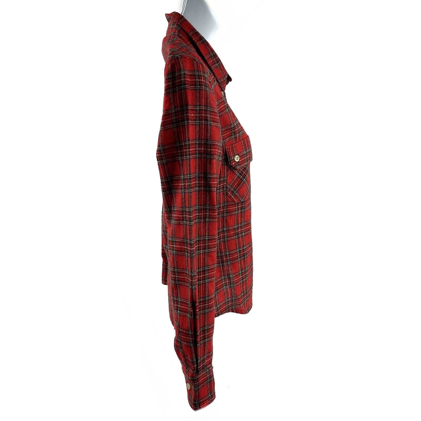 Isabel Marant - Plaid Wool Button Long Sleeve Red Top - US XXS
