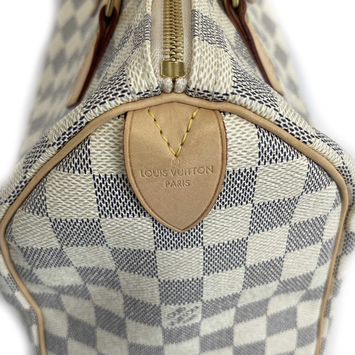 Louis Vuitton - Excellent - Damier Azur Speedy 25 - White / Blue Top Handle