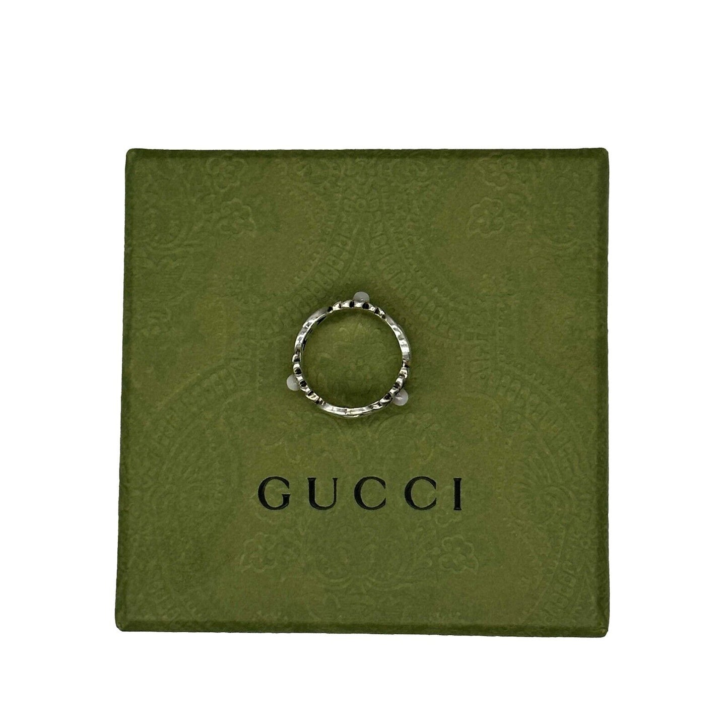 Gucci - Double G Mother of Pearl Ring - Silver - Size 13 US 6.5