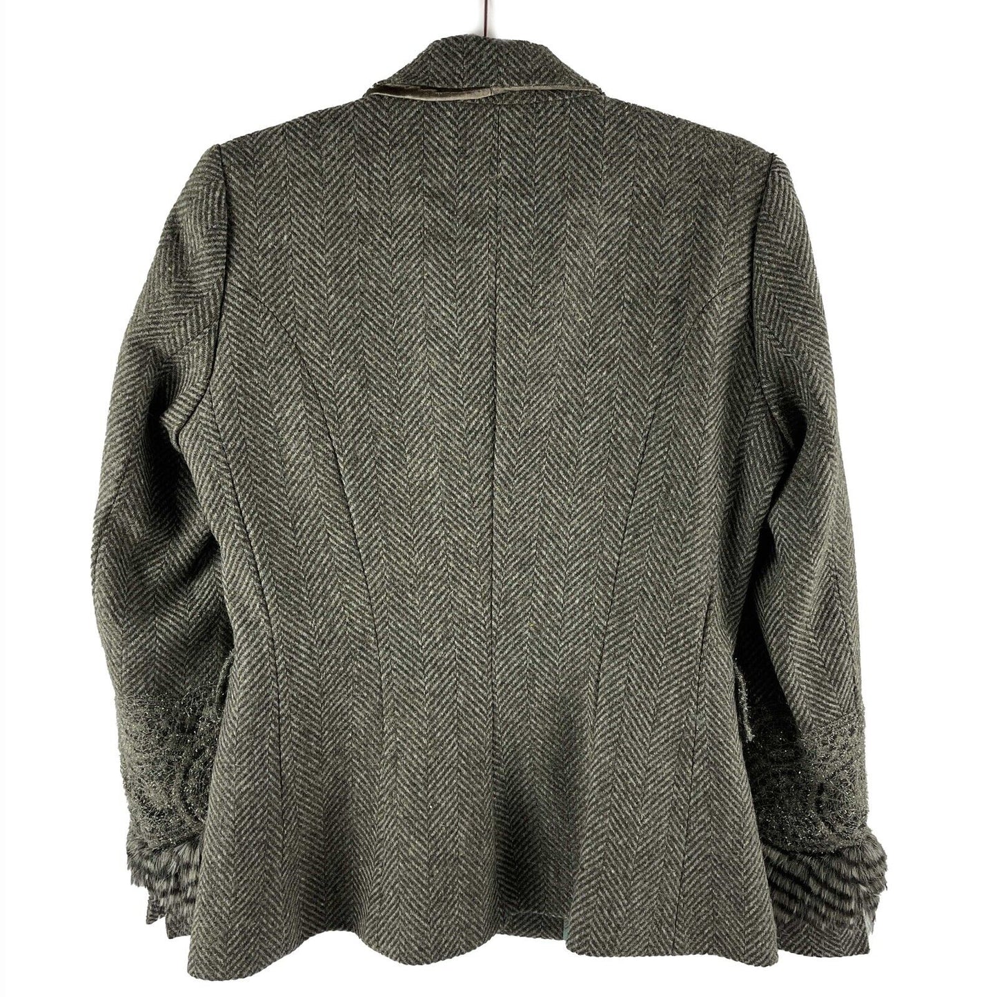T.ba - New w/ Tags Tasmanian Tweed Lace Faux Fur Jacket - Grey / Brown - 40 US Medium