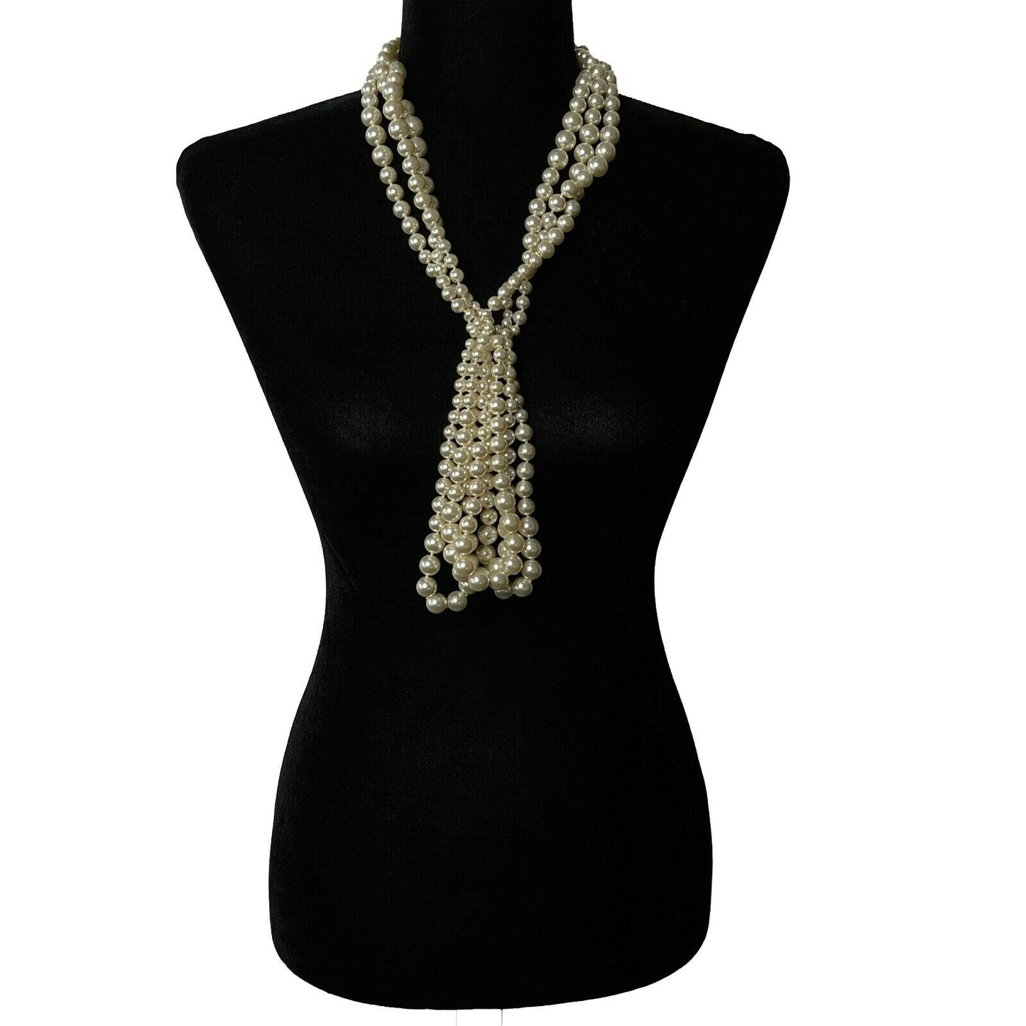 CHANEL - New w/ Tags - B14 White Faux Pearl Multi-Stranded Lavalier CC Necklace