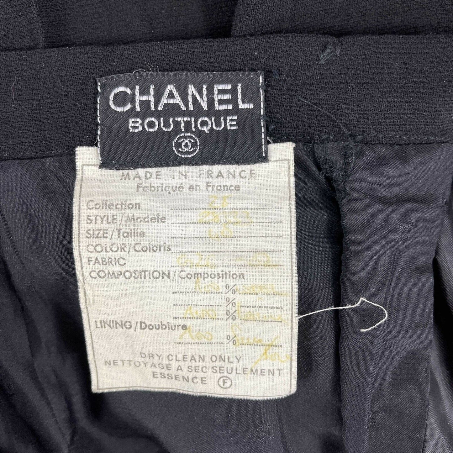 CHANEL Logo Suit Vintage Rare Camellia Button and Trim Skirt Jacket