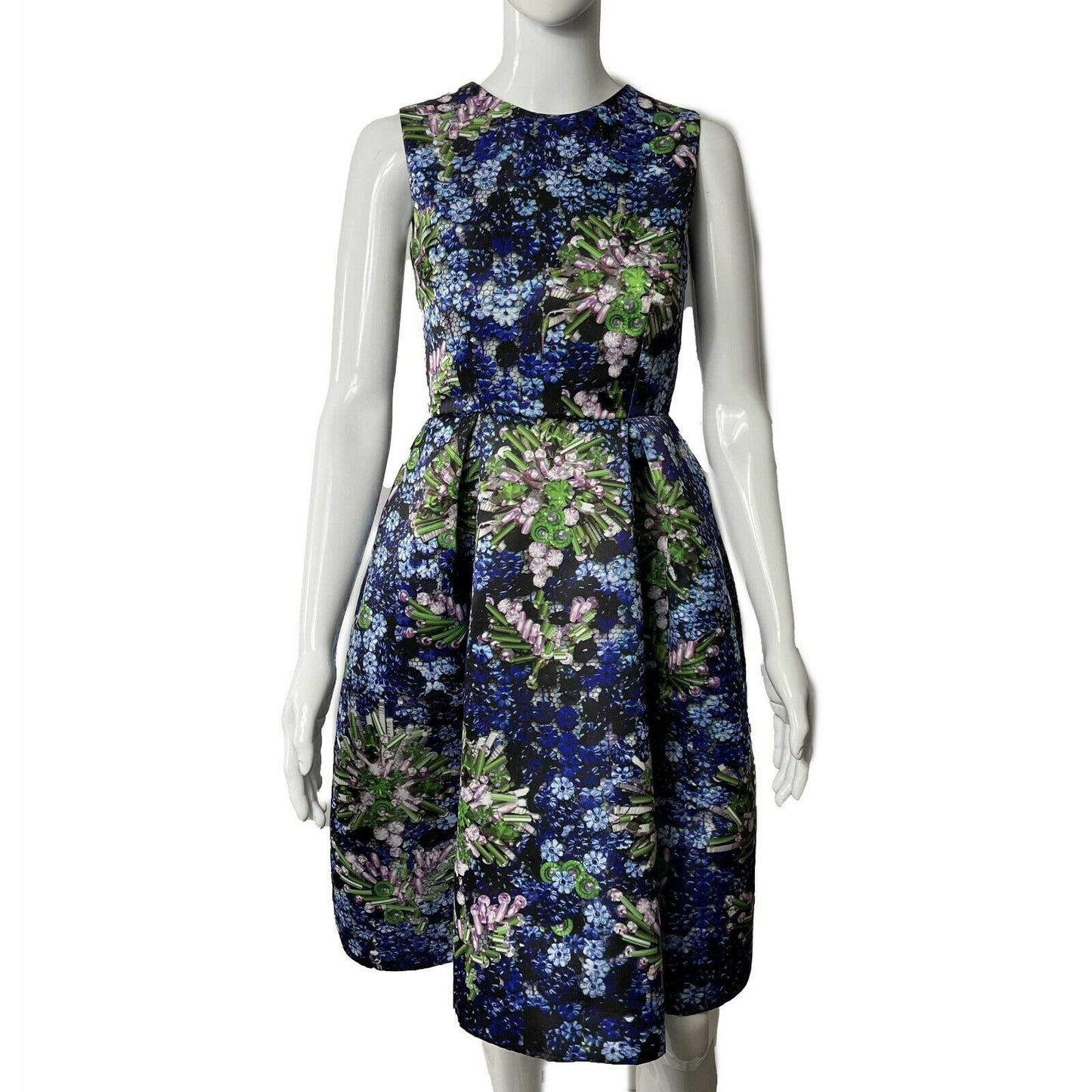 Mary Katrantzou - Sleeveless Gem Print Tulle Dress - Blue Multicolor - Size 2