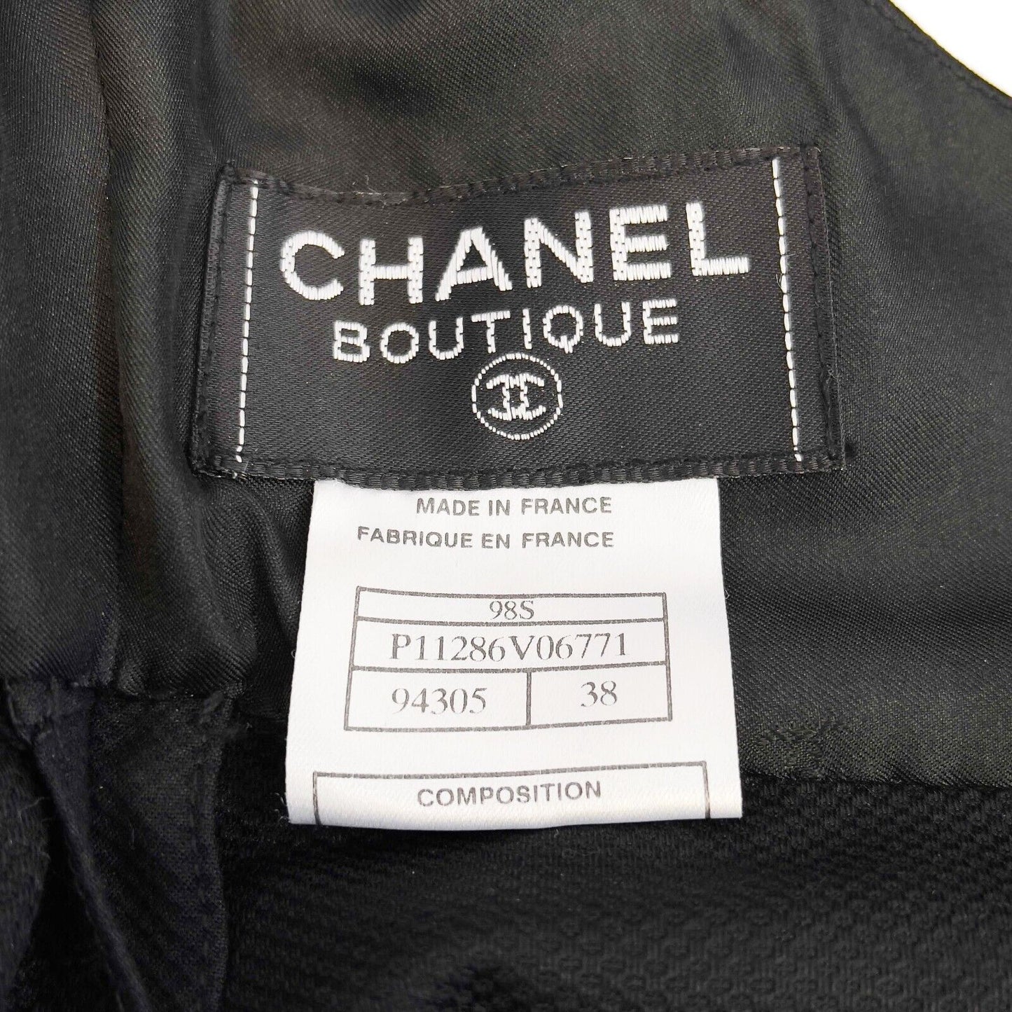 CHANEL - Vintage 90s 98S Black Sweetheart Sheath Dress - CC Buttons - 38 US 6