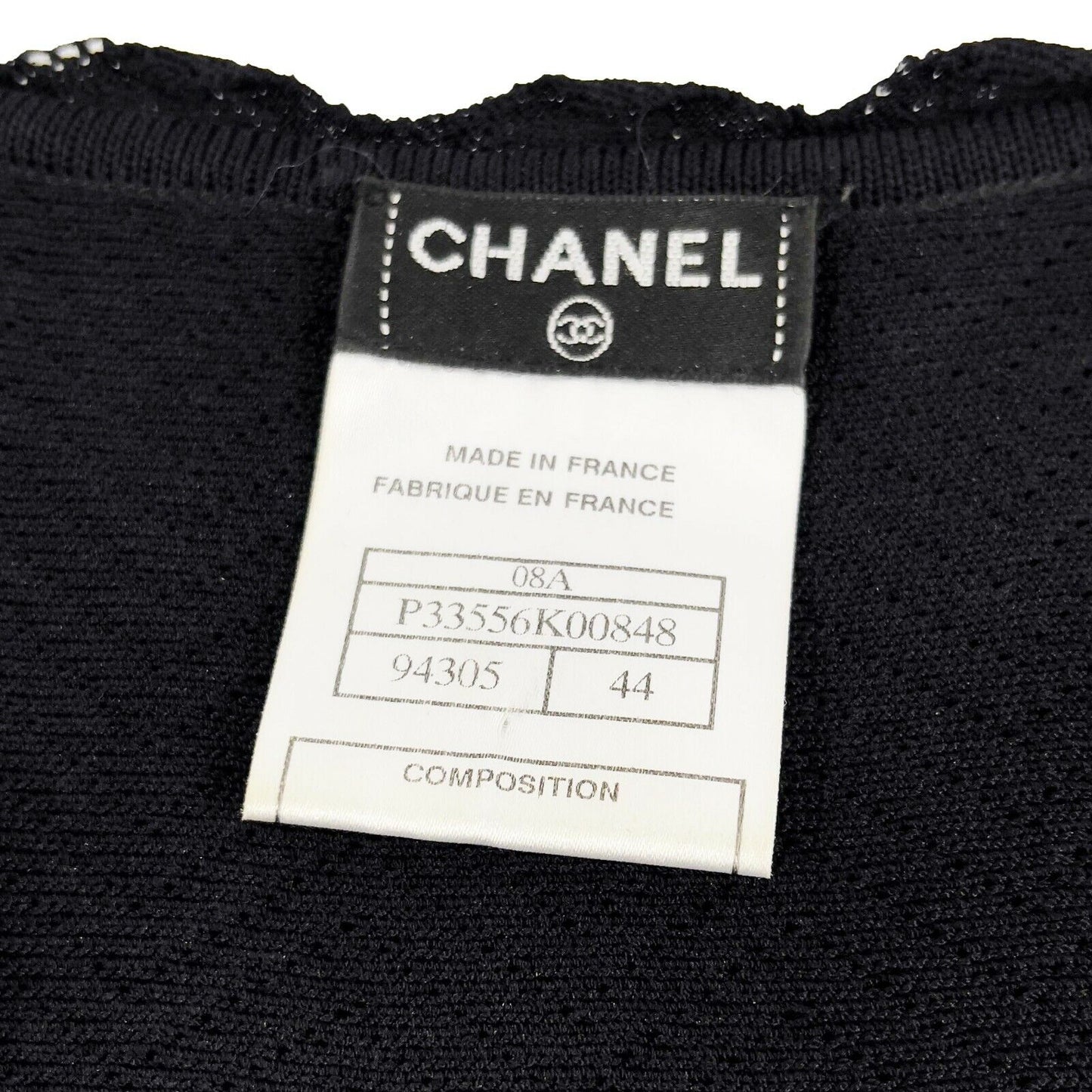 CHANEL - 08A Fall 2008 - Pointelle Knit Off Shoulder Dress - Black - FR 44 US 12