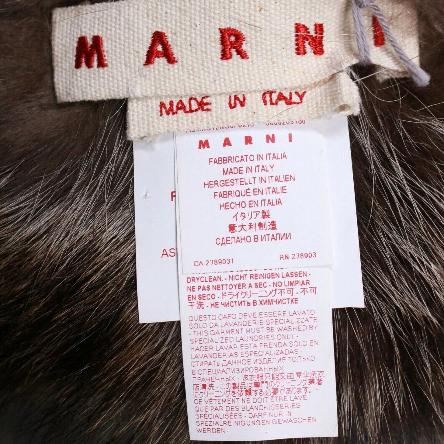 Marni - New w/ Tags - Belted Brown Raccoon Stole Scarf - One Size