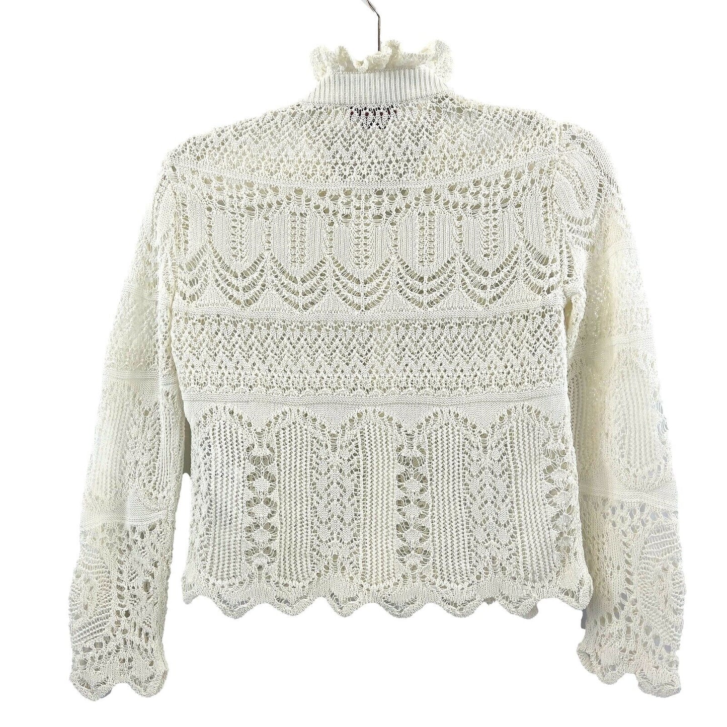 Alexander McQueen - Ivory Lace Knit Pointelle Cardigan Sweater - Size XS