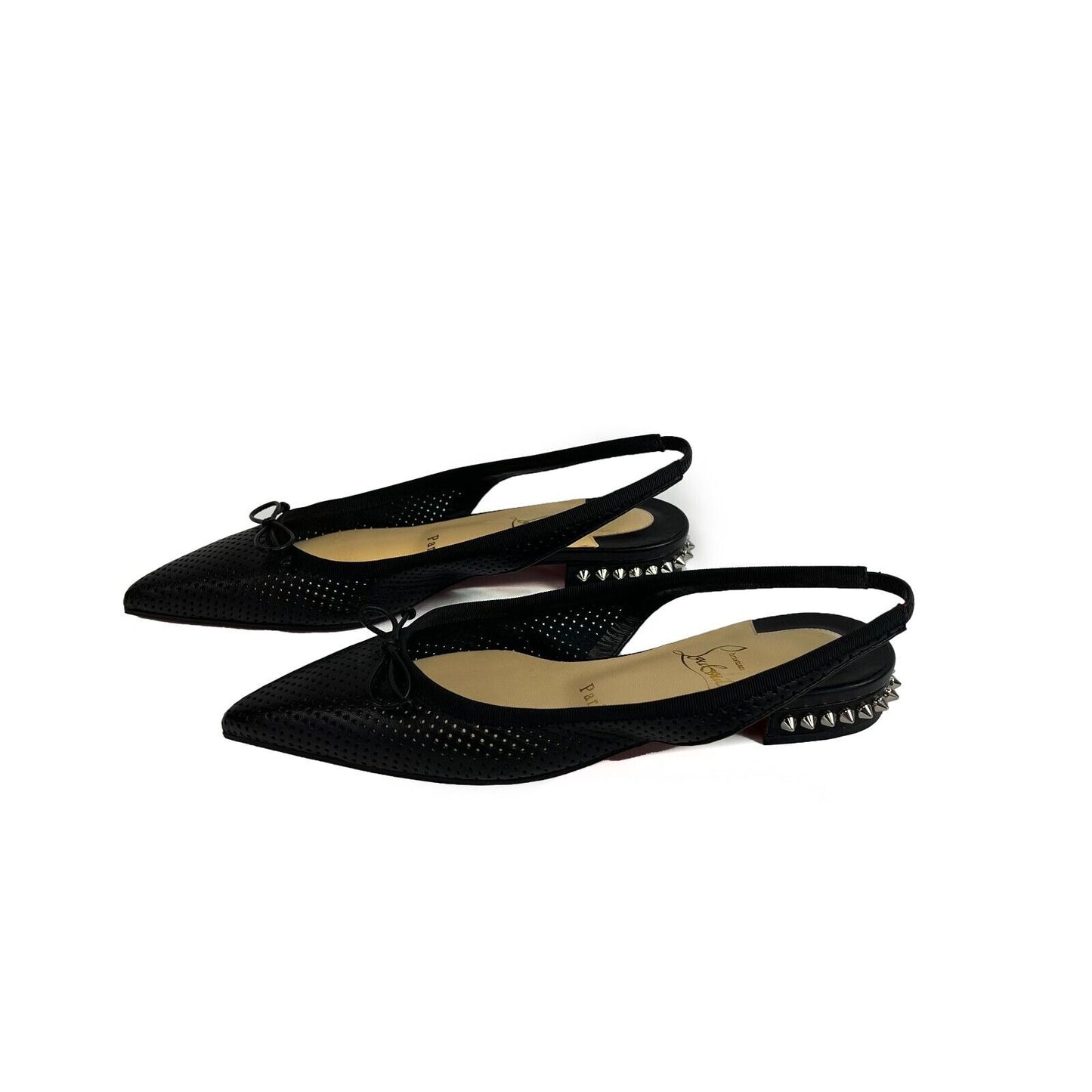 Christian Louboutin - Hall Sling Spike Studded Heel Leather Flat - 35.5 US 5.5