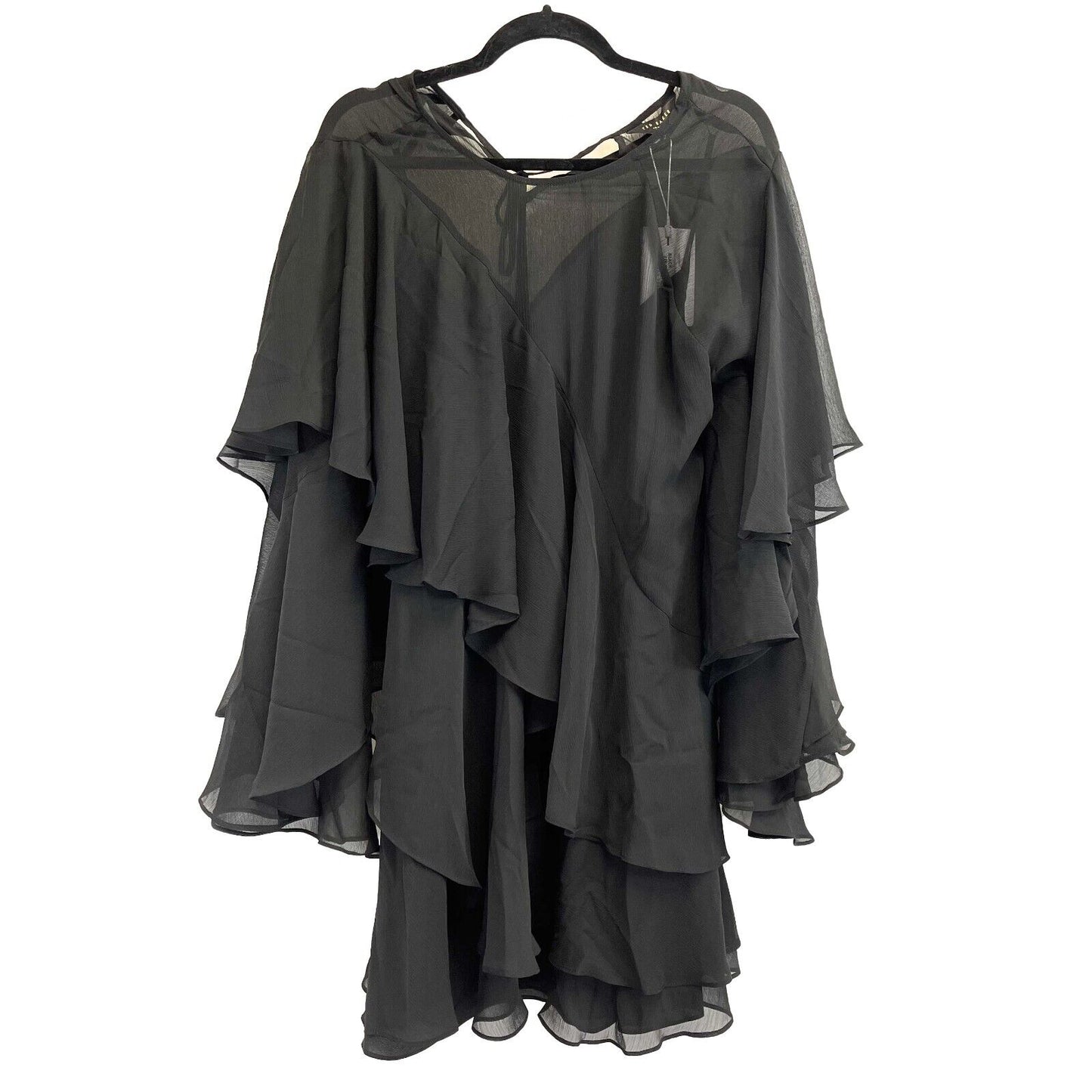 Ted Baker-Waterfall Ruffle Mini Dress-Black-Ted Baker Size 2 / US 6