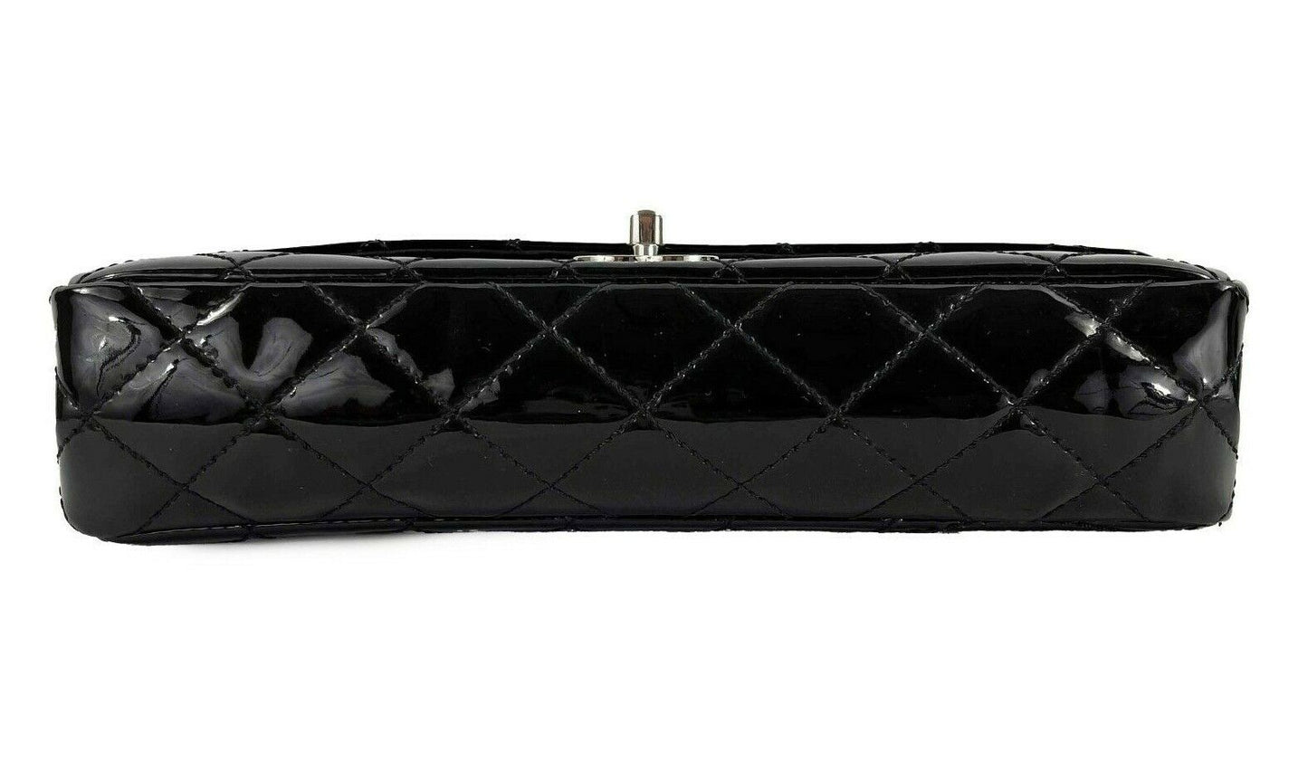 CHANEL 05 Patent Chain Through Flap Bag Quilted - Black / Silver-tone Crossbody
