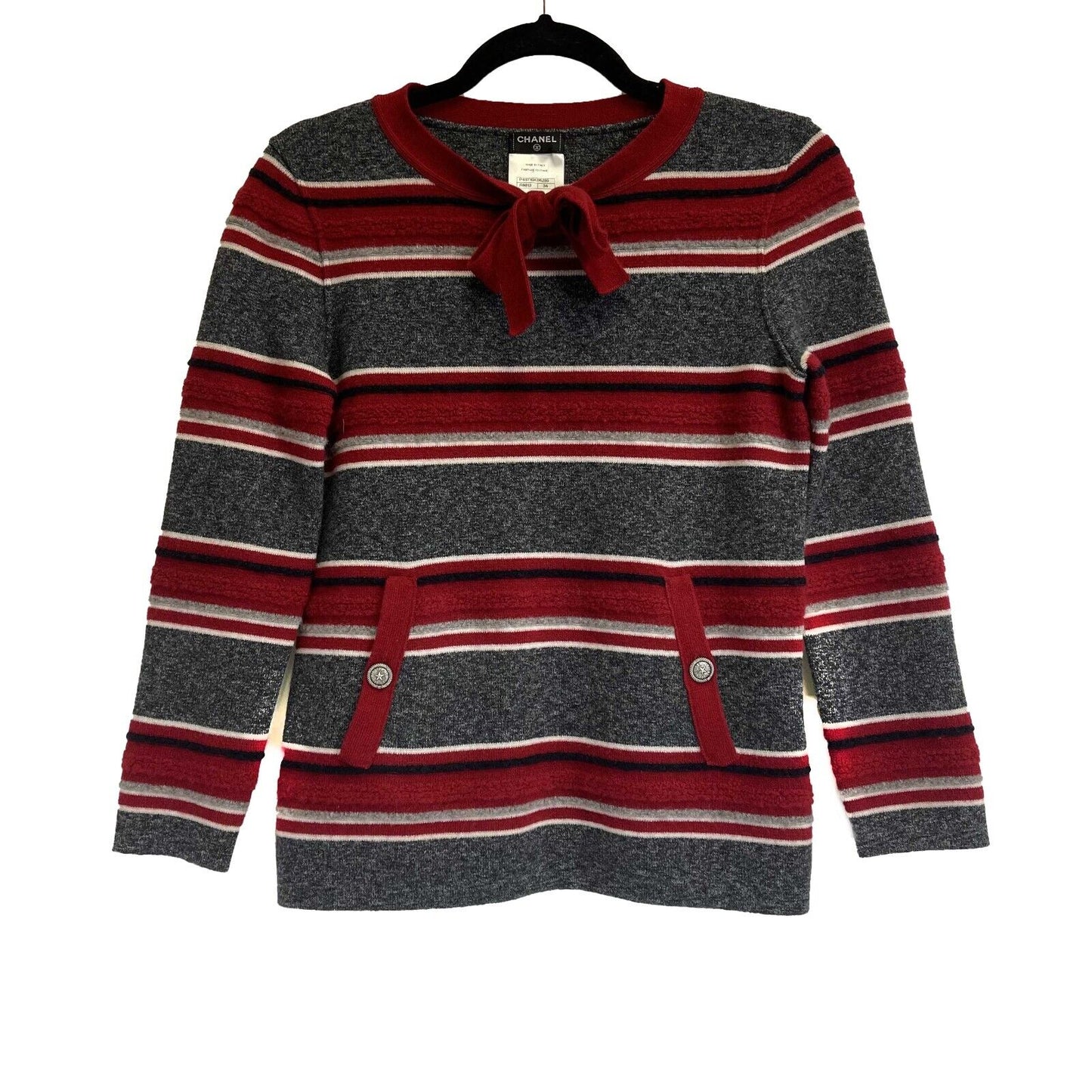 Chanel - Paris-Dallas Pullover Sweater - Gray,Red - 34/Size XS