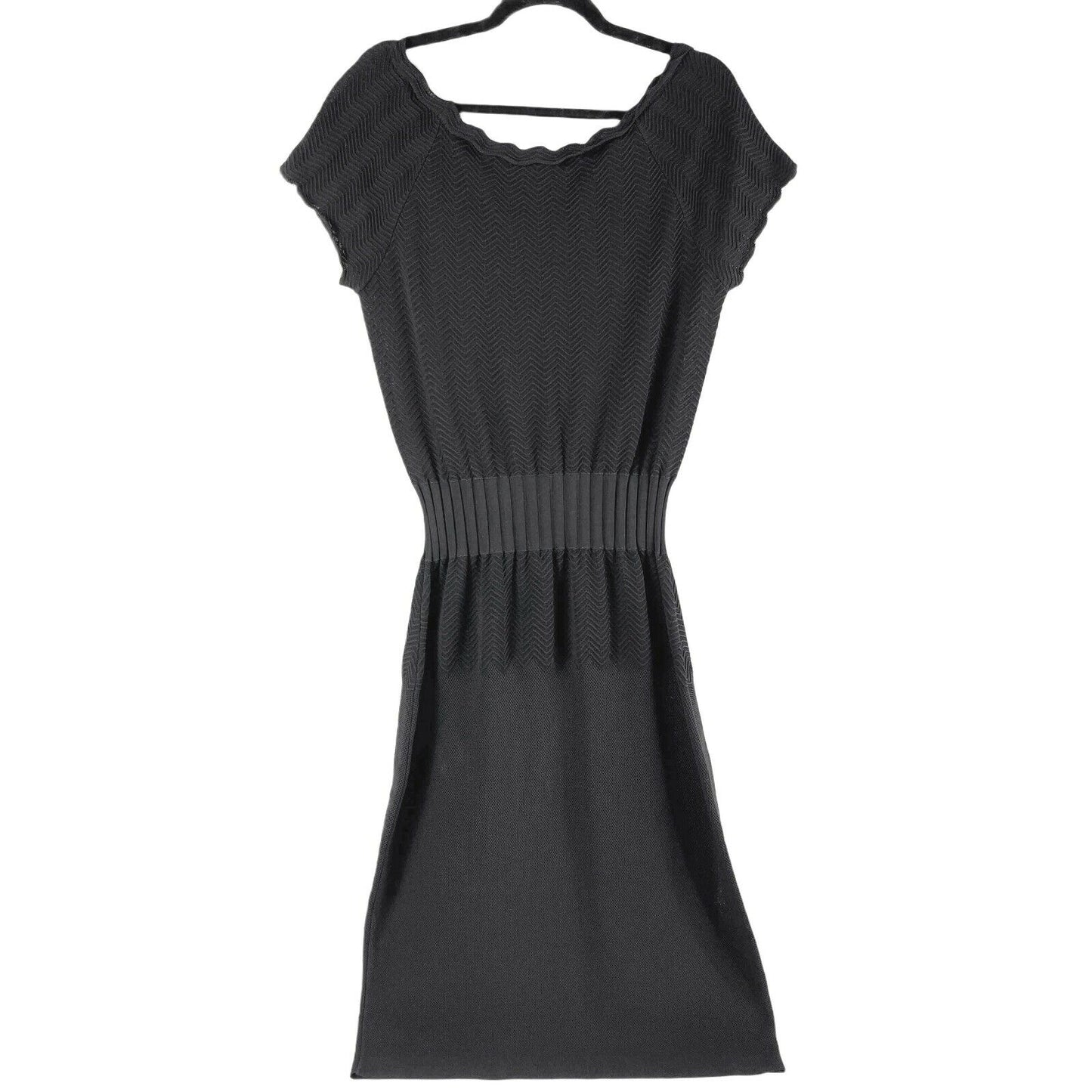 CHANEL - 08A Fall 2008 - Pointelle Knit Off Shoulder Dress - Black - FR 44 US 12