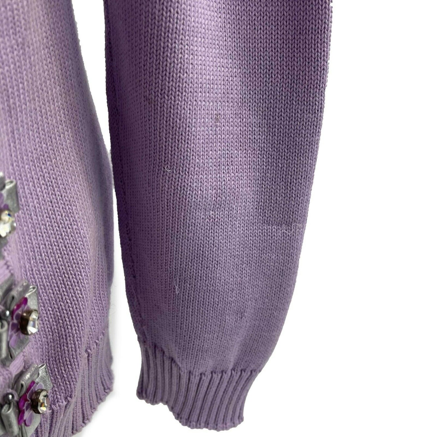Mary Katrantzou - Crystal Flower Knit Sweater Top - Lilac, Purple, Grey - S