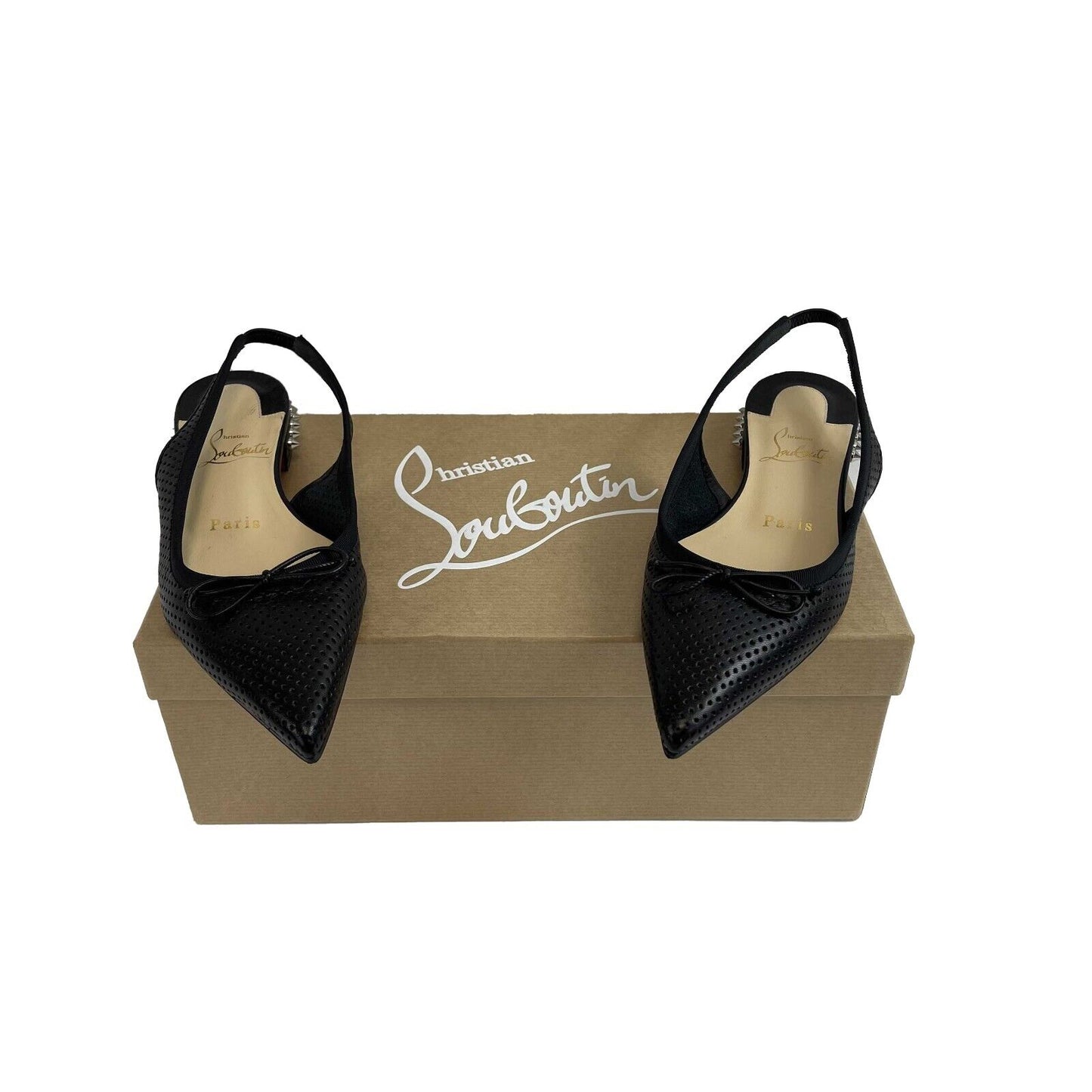 Christian Louboutin - Hall Sling Spike Studded Heel Leather Flat - 35.5 US 5.5