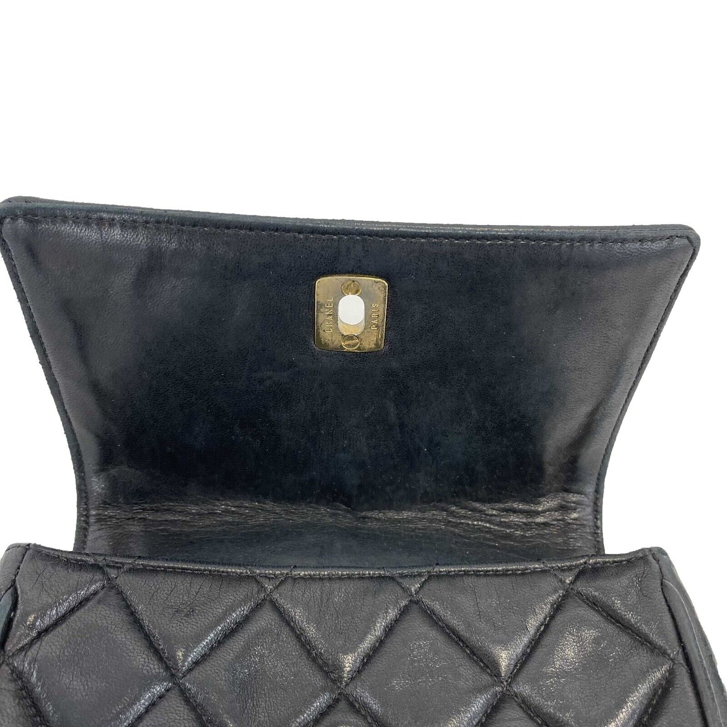 Chanel - CC Quilted Lambskin Flap Handbag VINTAGE 89 / 90 - Black Crossbody