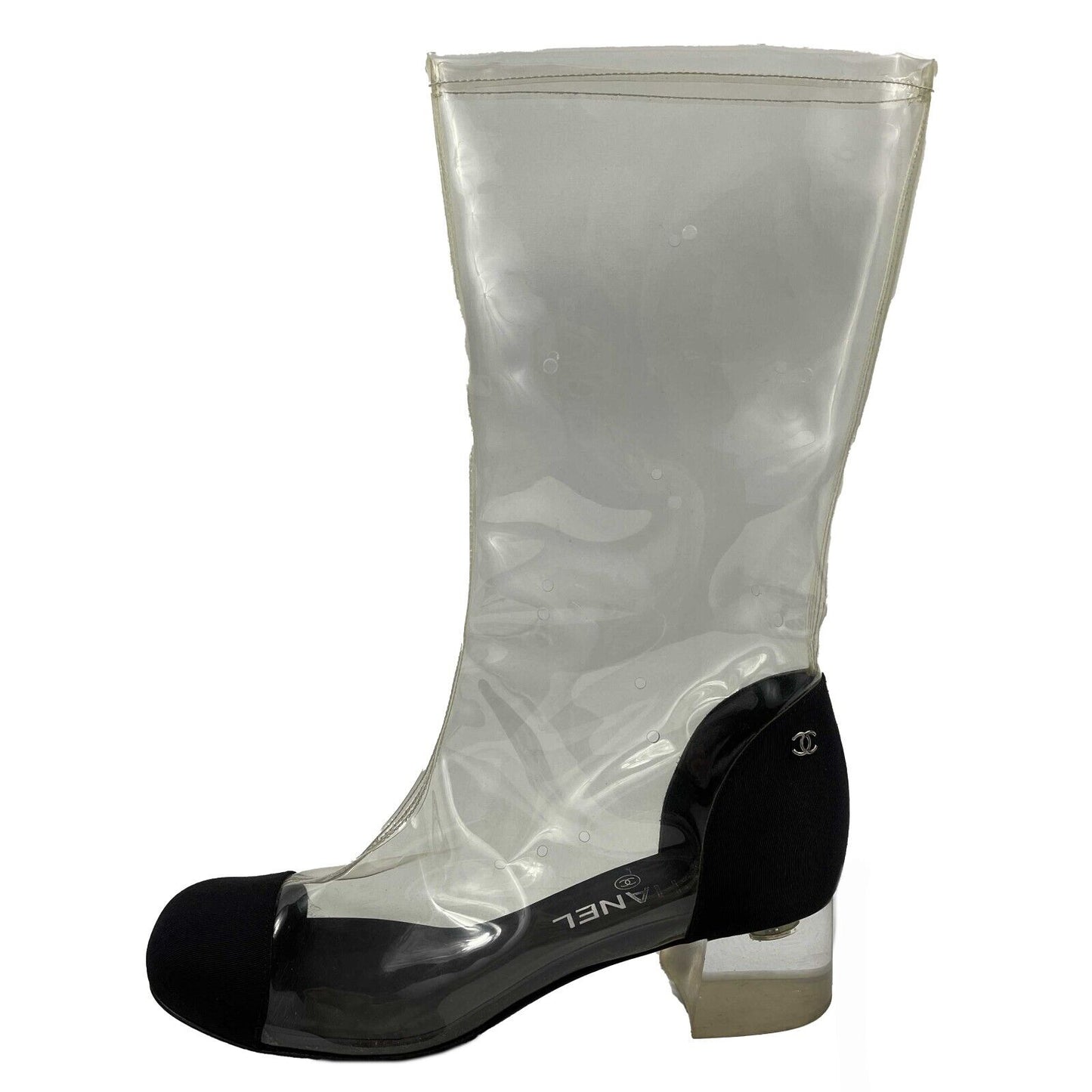 CHANEL - 18S Capped Toe CC PVC Mid-Calf Boots - 38 US 8