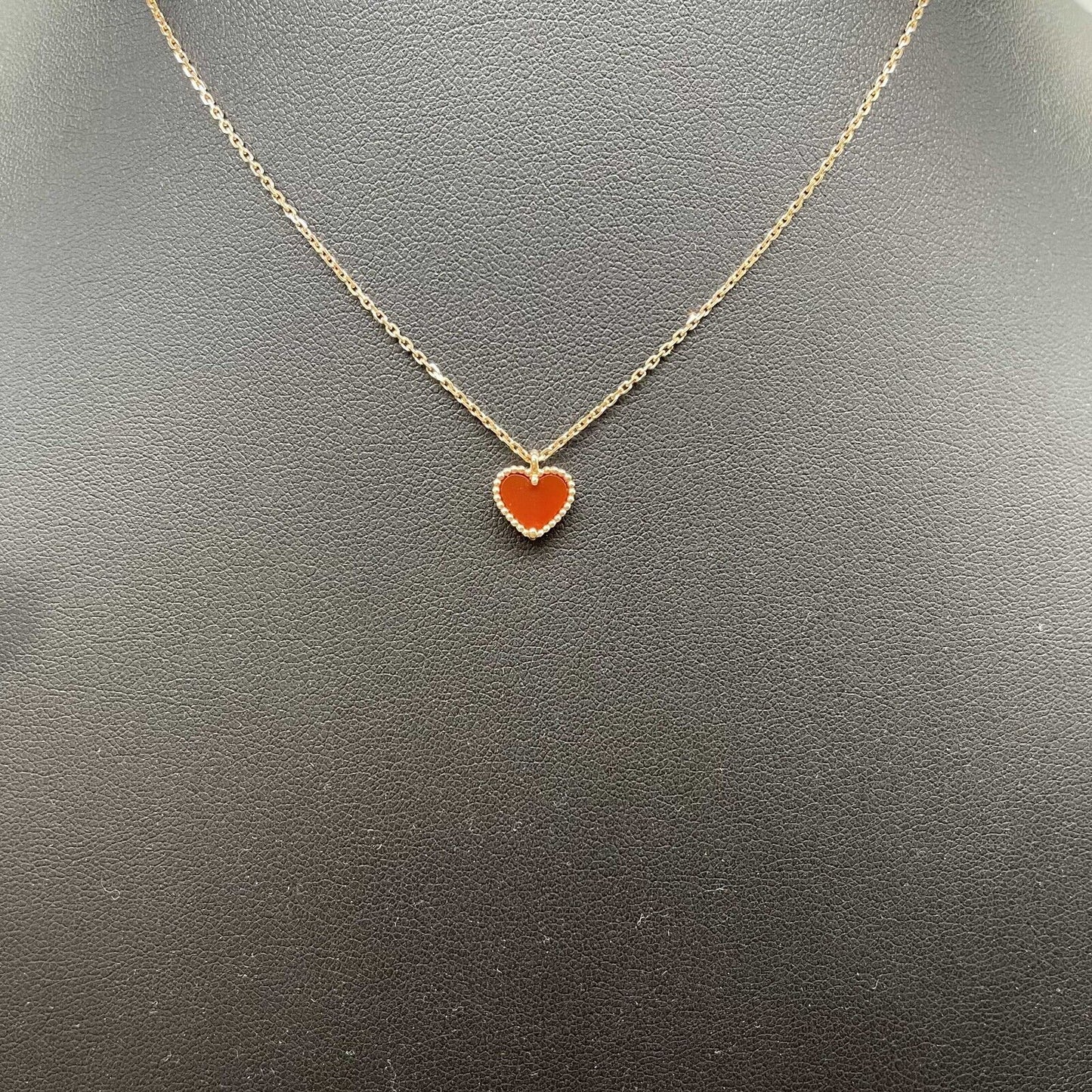 Van Cleef & Arpels-Sweet Alhambra heart Pendent 18K Carnelian-Rose Gold Necklace