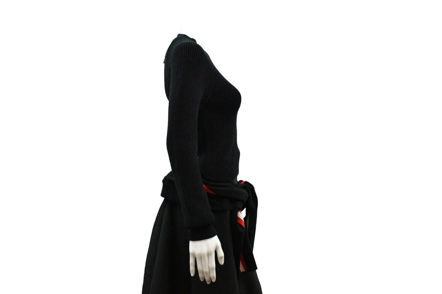 Givenchy - Black Red & White Striped Tie Waist Top Sweater - US XS