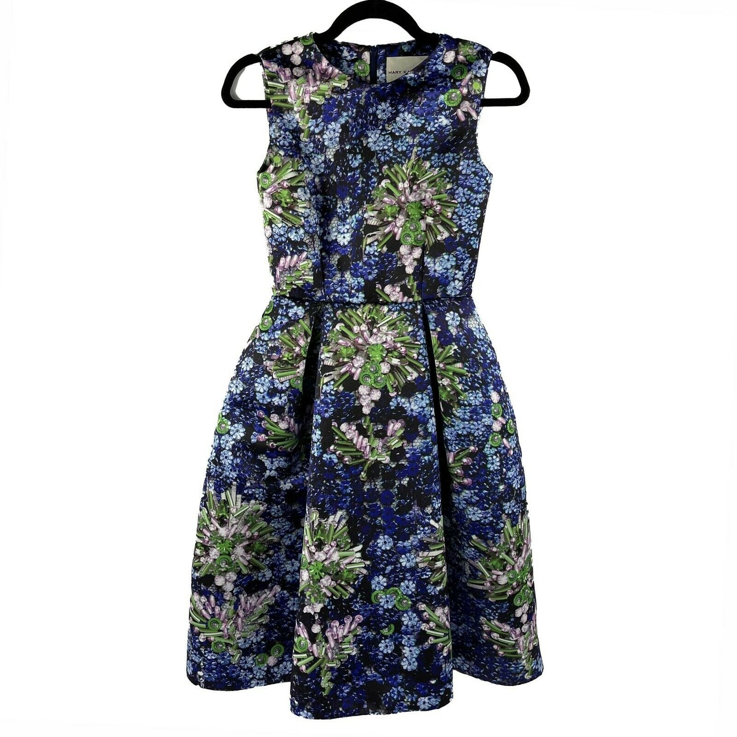 Mary Katrantzou - Sleeveless Gem Print Tulle Dress - Blue Multicolor - Size 2