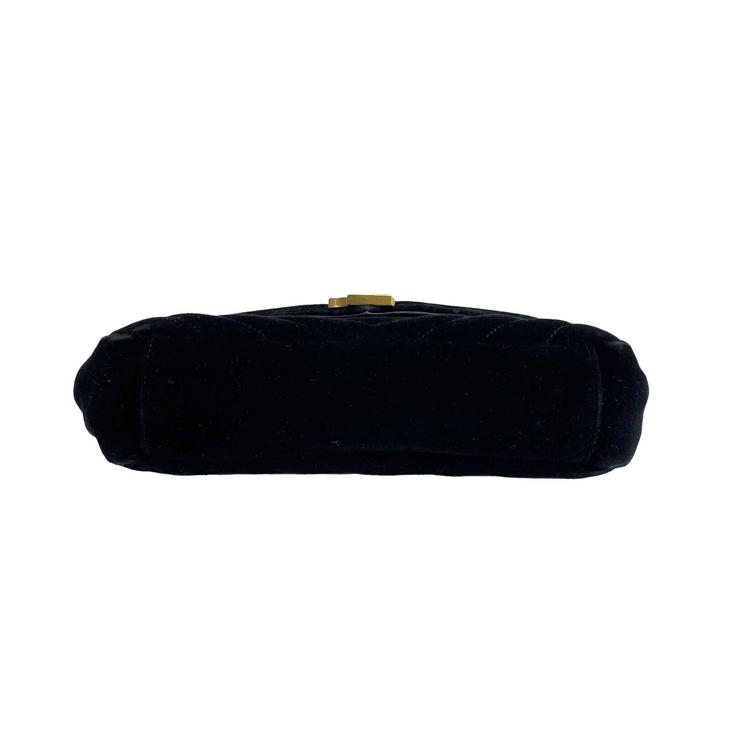 Saint Laurent Velvet Triquilt Medium Collège Bag - Black and Gold YSL Crossbody