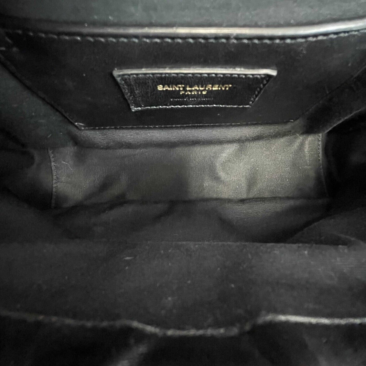Saint Laurent Velvet Triquilt Medium Collège Bag - Black and Gold YSL Crossbody