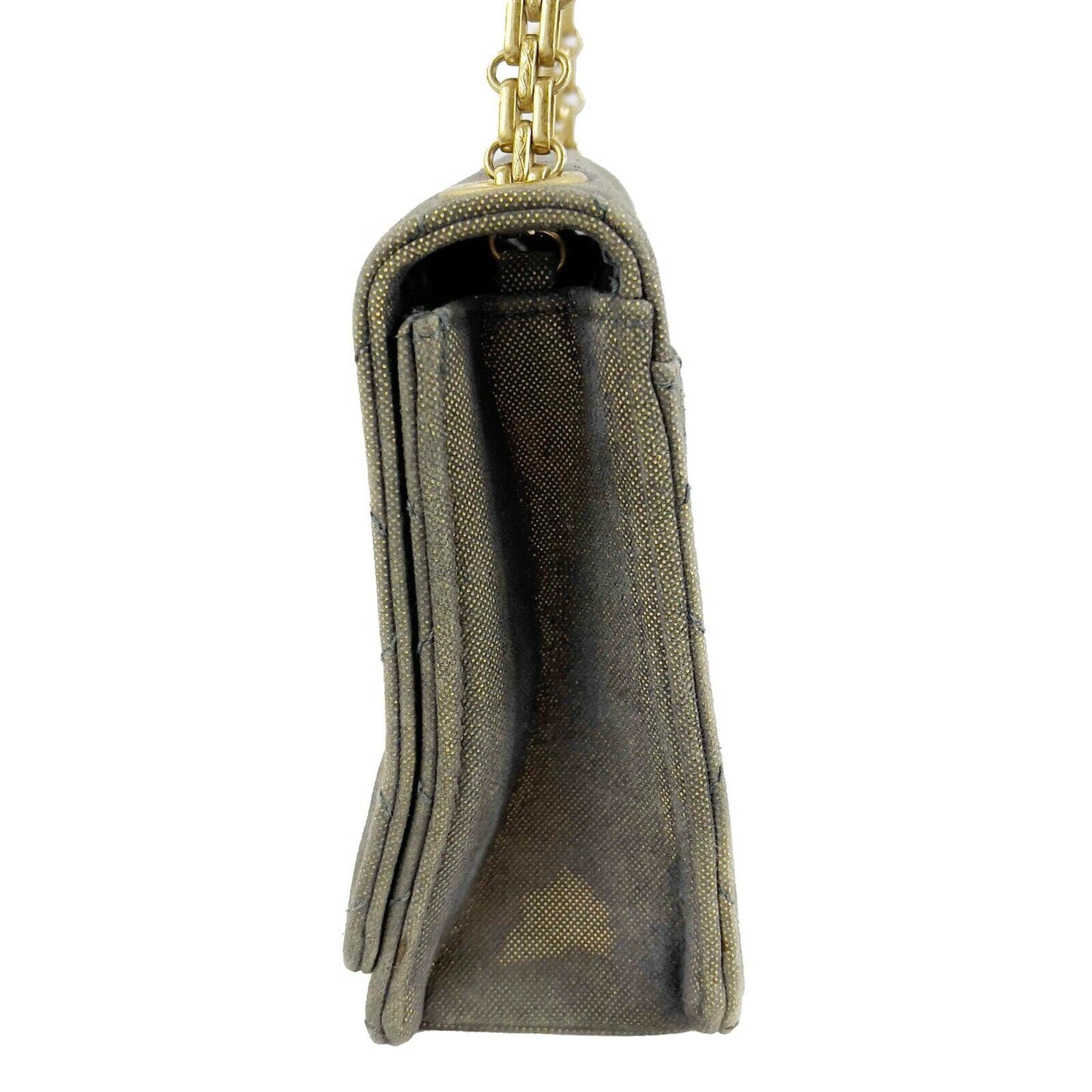 CHANEL - 90s Gray Iridescent Quilted Nubuck Mademoiselle Mini Flap Shoulder Bag