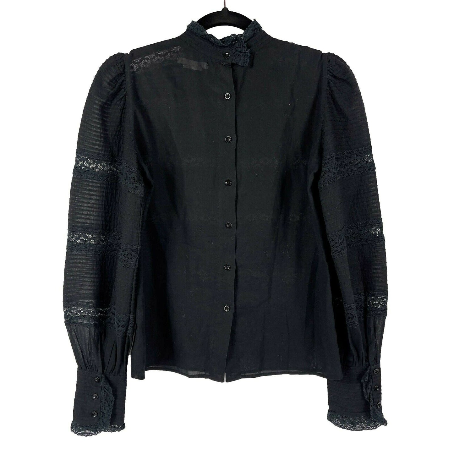 ISABEL MARANT ETOILE - Ria High Neck Lace Blouse - Black - 36 US S