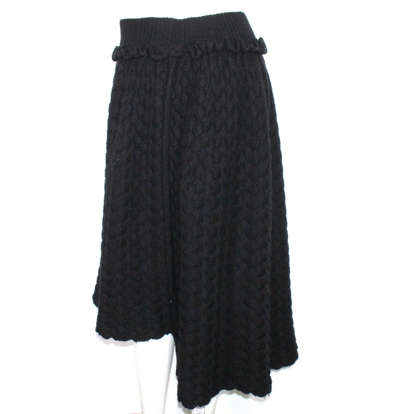Yohji Yamamoto Thick Cable Knit A Symmetric Bell Skirt - Black - US S