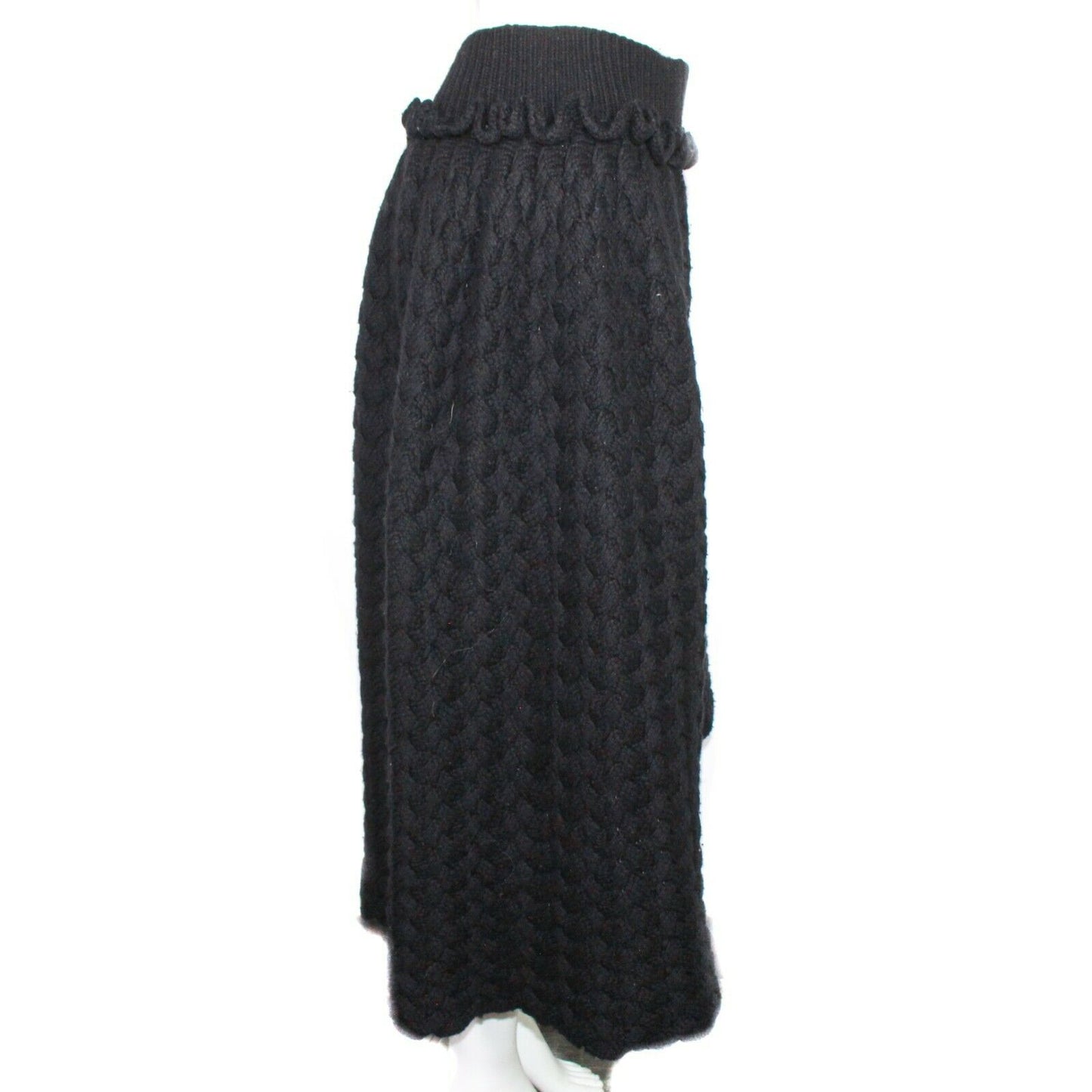 Yohji Yamamoto Thick Cable Knit A Symmetric Bell Skirt - Black - US S