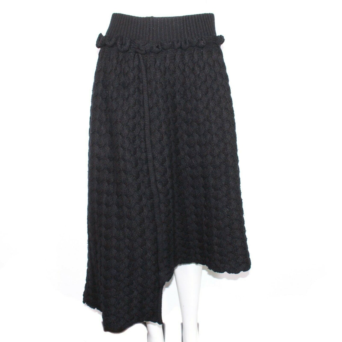 Yohji Yamamoto Thick Cable Knit A Symmetric Bell Skirt - Black - US S