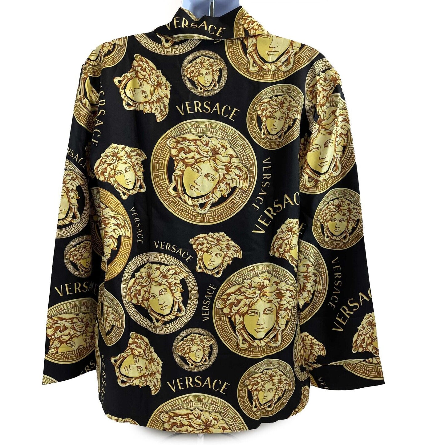 Versace - Medusa Amplified Print Silk Pajama Shirt - Black / Yellow - Size 3 / L
