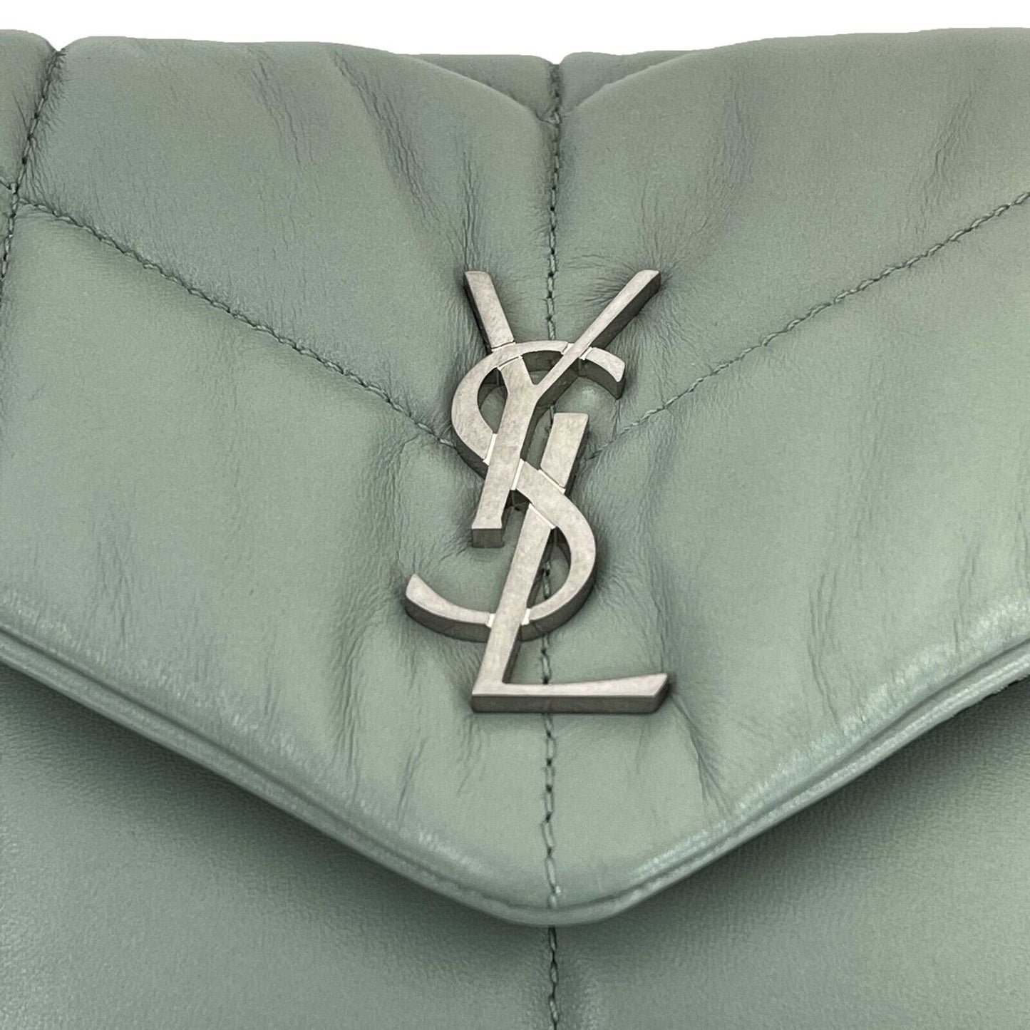 Saint Laurent - Puffer Mint Quilted Leather Mint Green / Silver Toy Crossbody