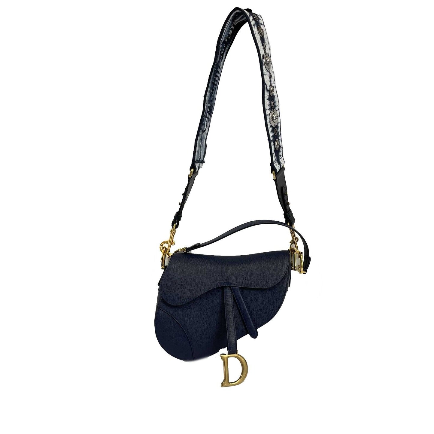 Christian Dior - Excellent - Saddle Bag - Navy Blue - w/ Crossbody Strap