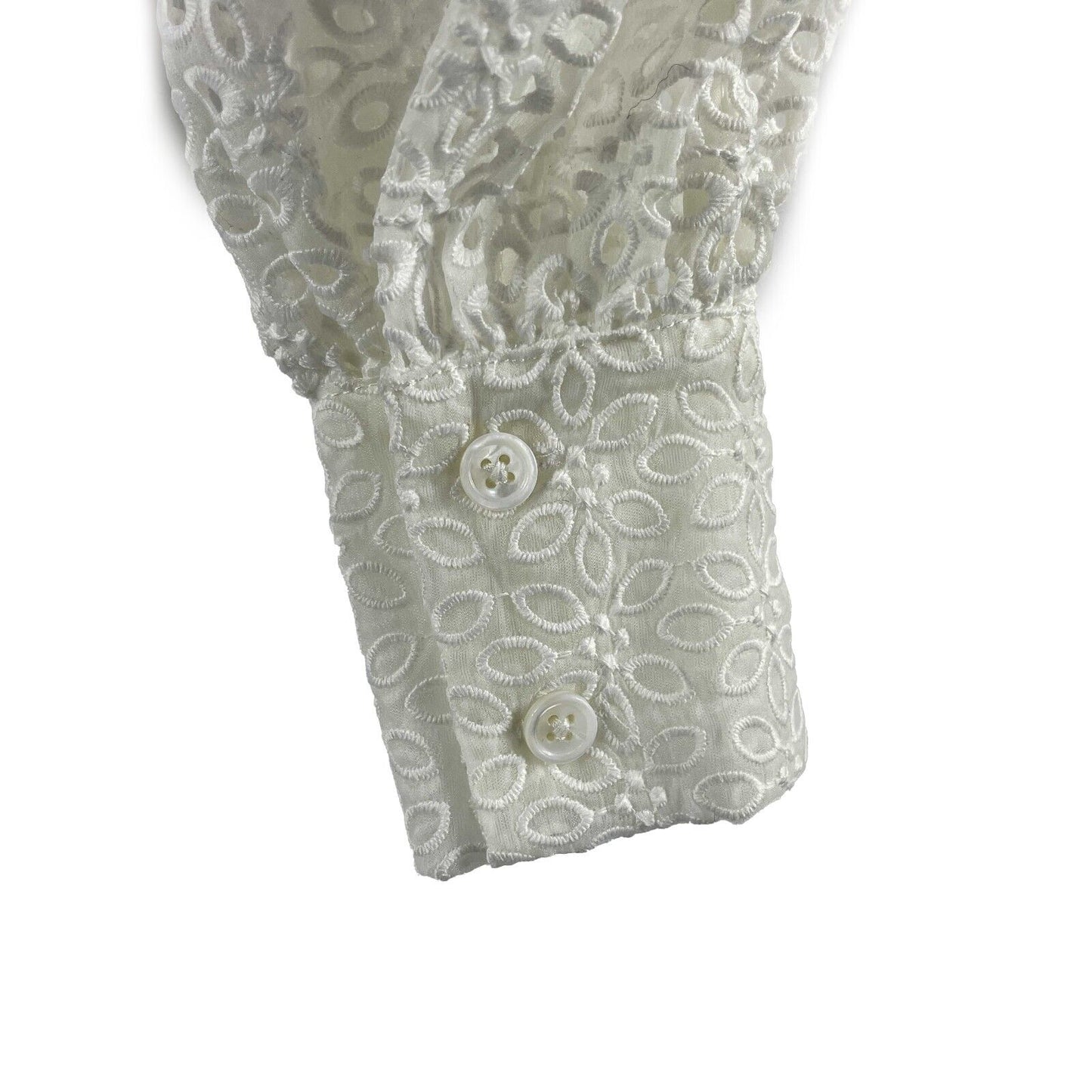 Self-Portrait - New w/ Tags - Organza Floral Eyelet Blouse - White - 4 US 0