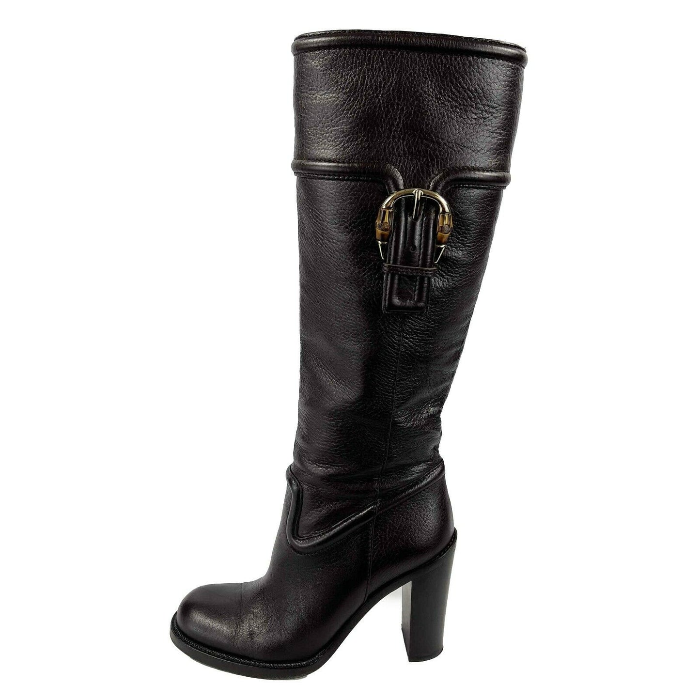GUCCI - Bamboo Tall Knee Length Boots - Brown - Block Heel 37.5 Fits like US 7