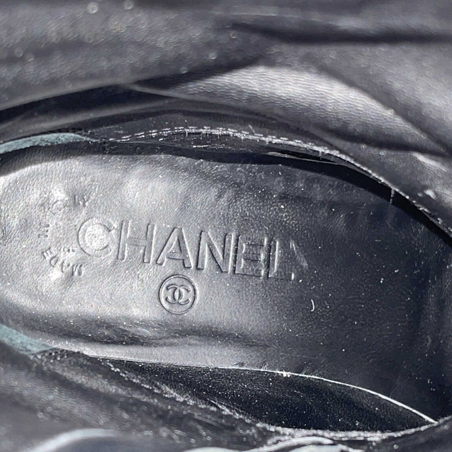 CHANEL - 14B CC Black Leather Buckle Moto Biker Boots - 38 US 8