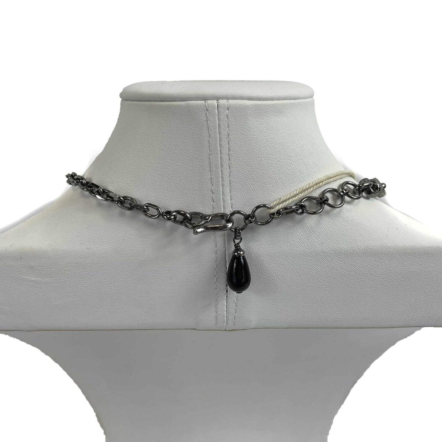 Chanel - Gripoix CC Necklace - Red Stones - Silver Burgundy Logo Charm Chain