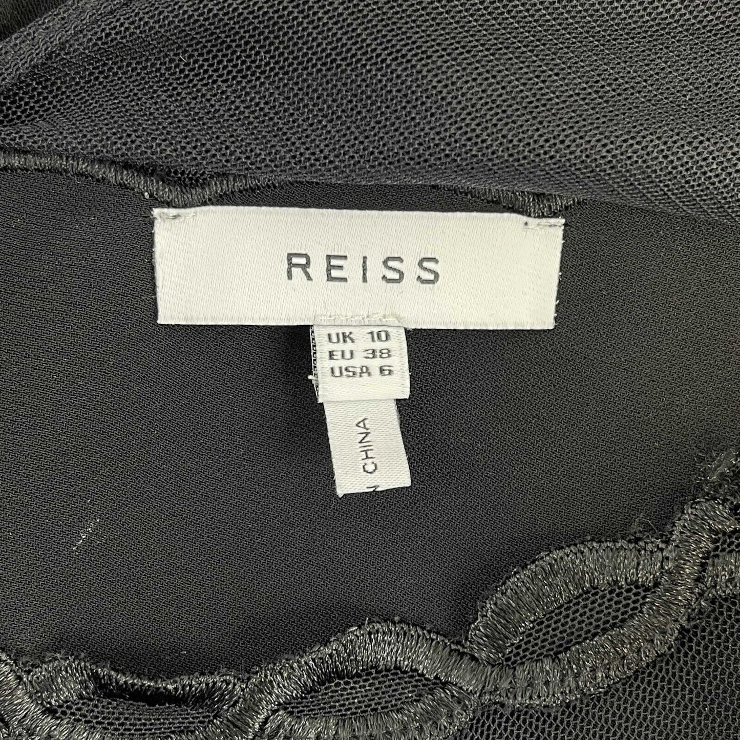 Reiss - Mesh Neckline - Black Top - US 6