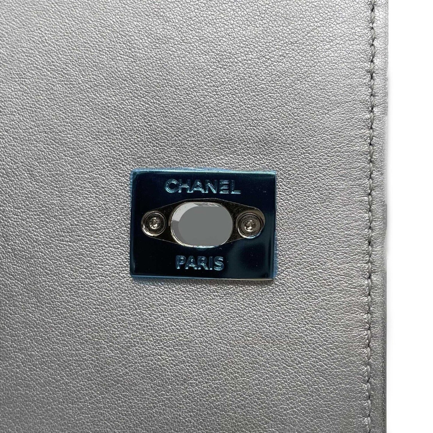 CHANEL Mini CC Propellor Square Flap Silver Leather Flap Bag Crossbody / Clutch