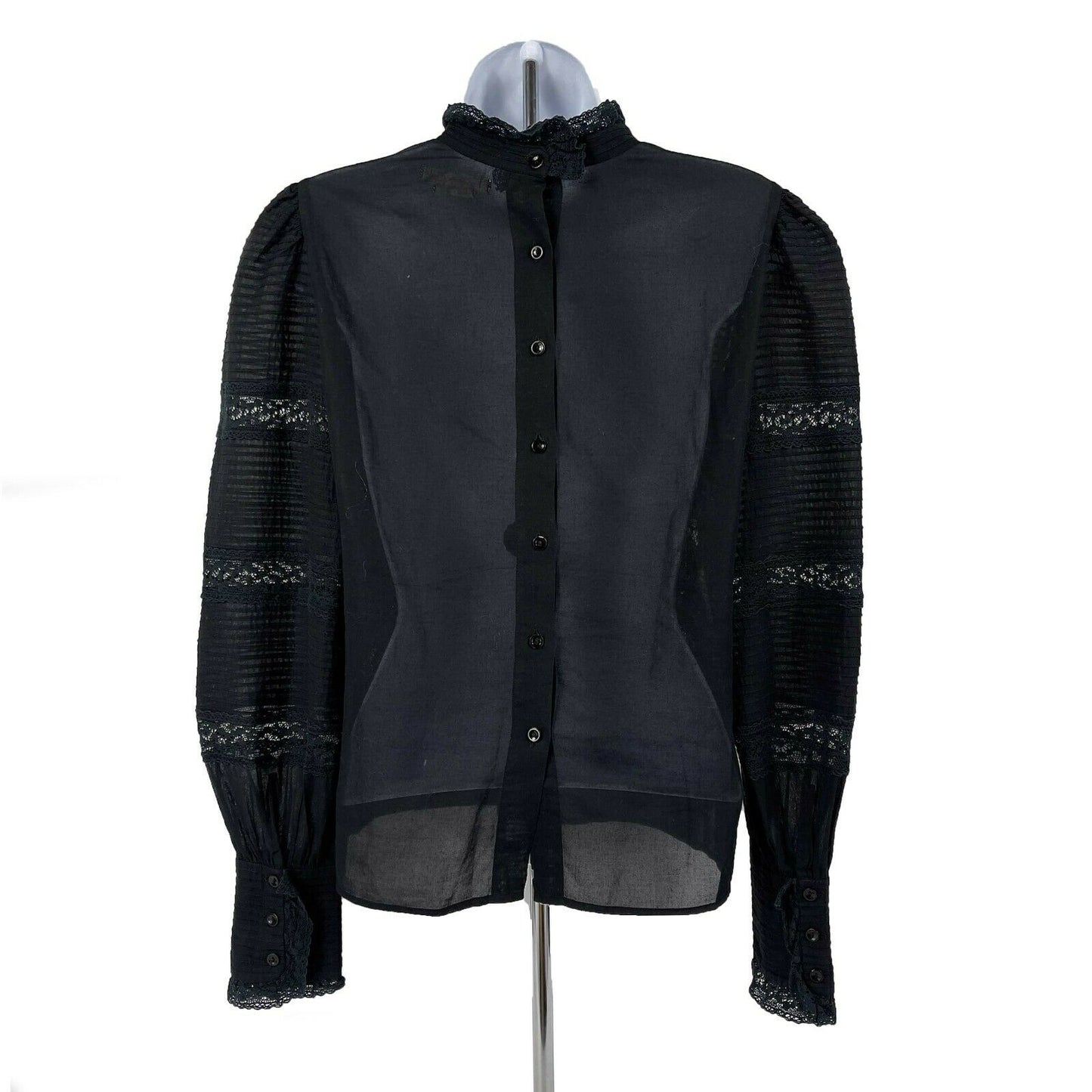 ISABEL MARANT ETOILE - Ria High Neck Lace Blouse - Black - 36 US S