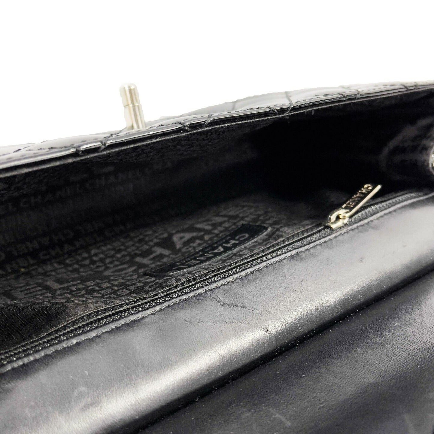 CHANEL 05 Patent Chain Through Flap Bag Quilted - Black / Silver-tone Crossbody