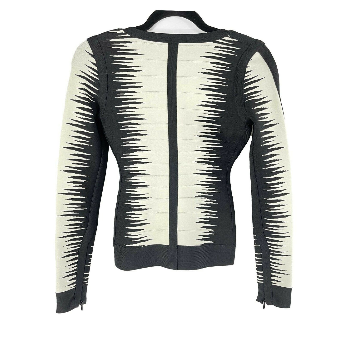 Herve Leger - Britt Ombre Bandage Jacquard Jacket - Black / White - XS
