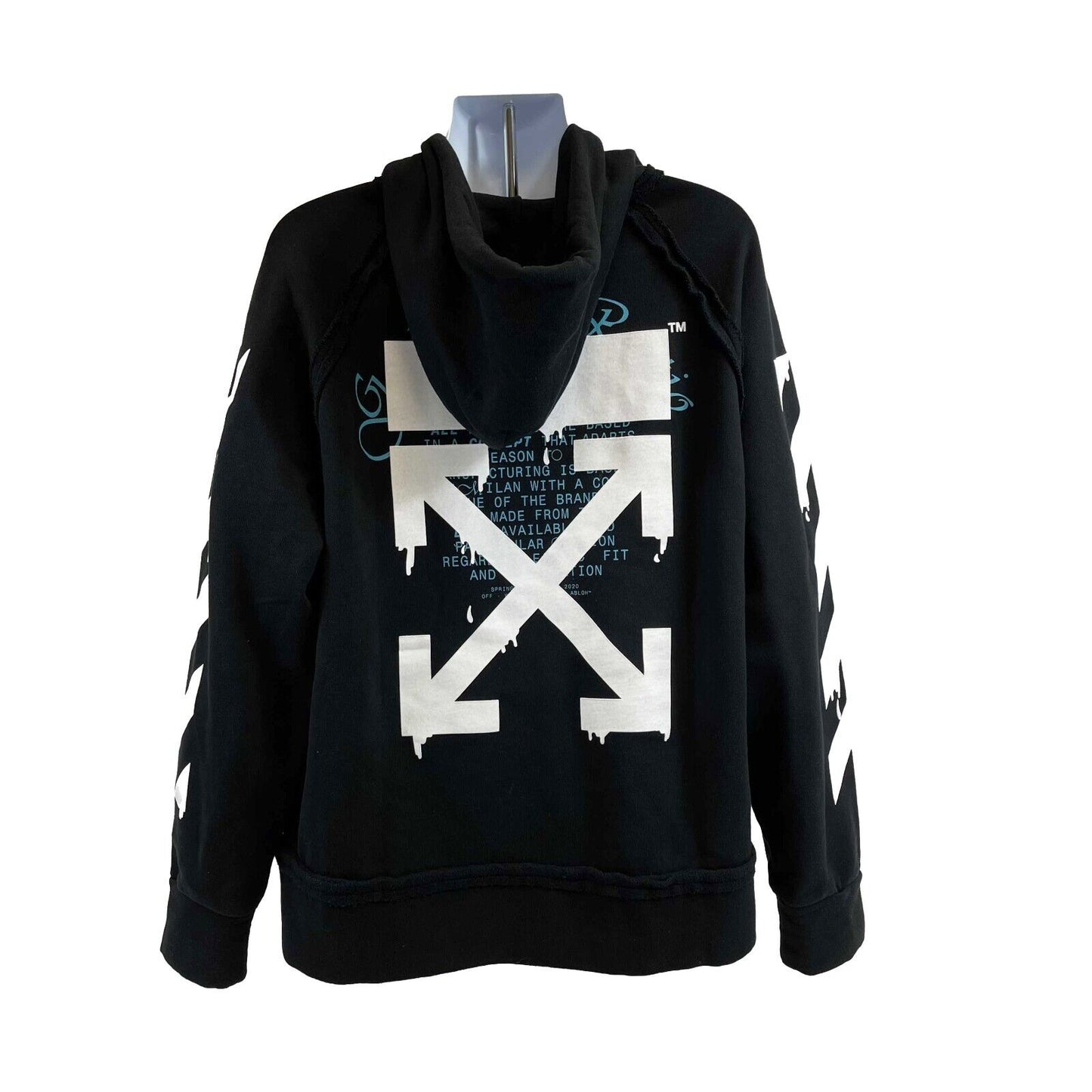 Off White - Dripping Arrows Incompiuto Hoodie - Black Jacket - Size S