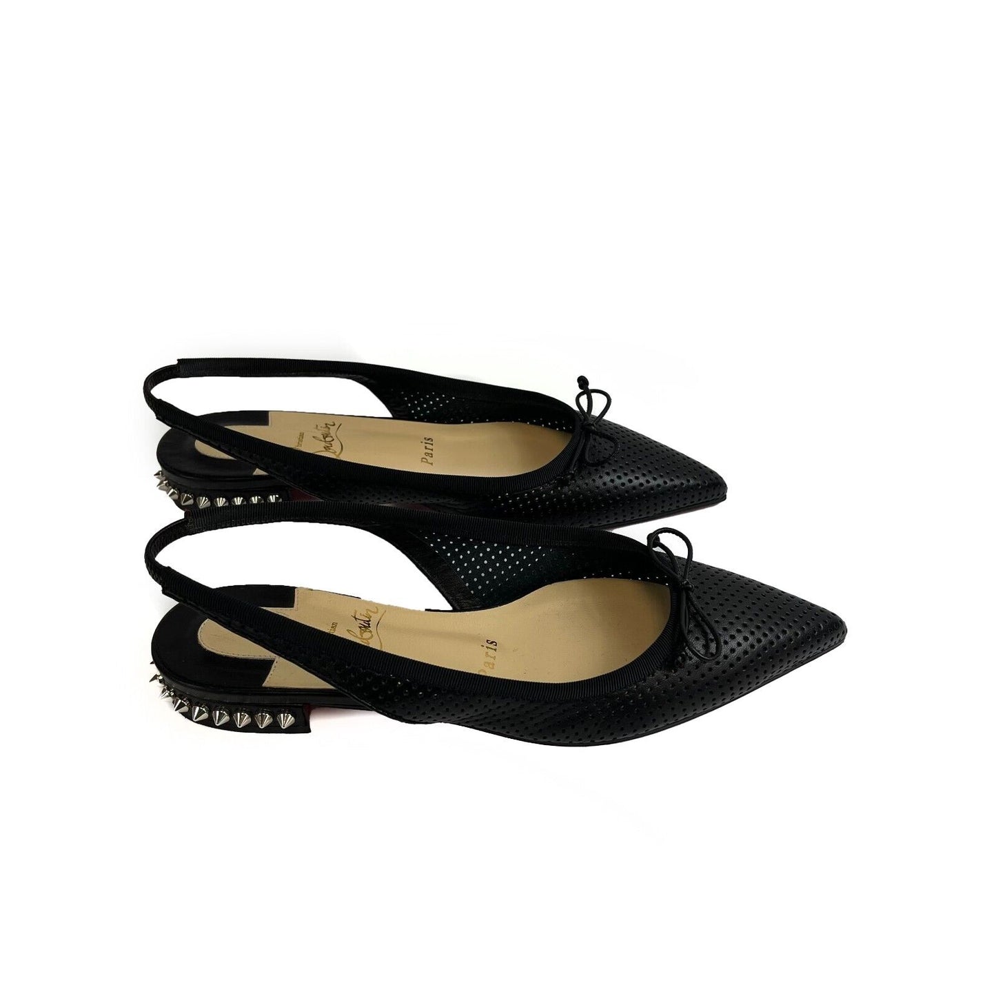 Christian Louboutin - Hall Sling Spike Studded Heel Leather Flat - 35.5 US 5.5