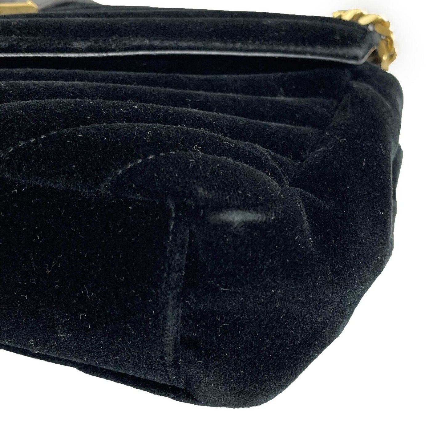 Saint Laurent Velvet Triquilt Medium Collège Bag - Black and Gold YSL Crossbody