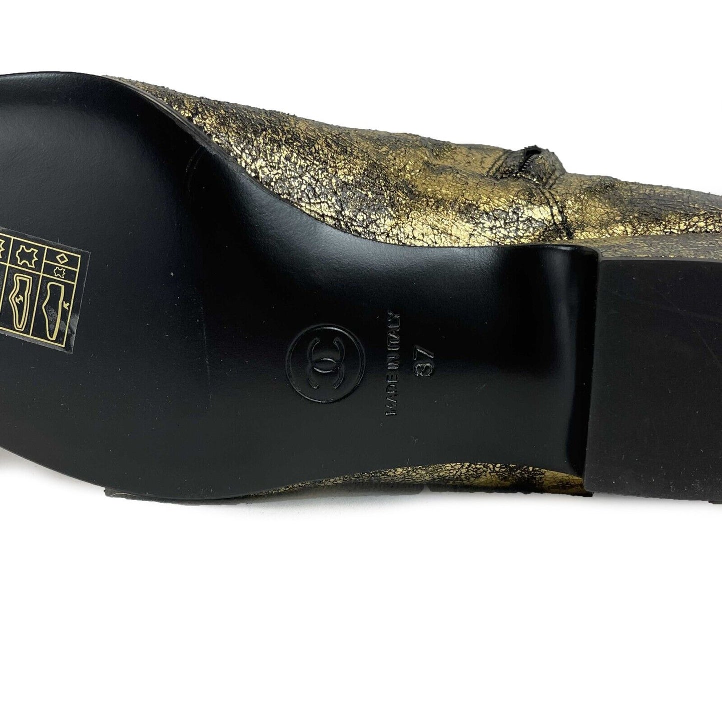 CHANEL - Gold Laminated Chevre Thigh High Leather Boots - 37 / US 7 - Shoes