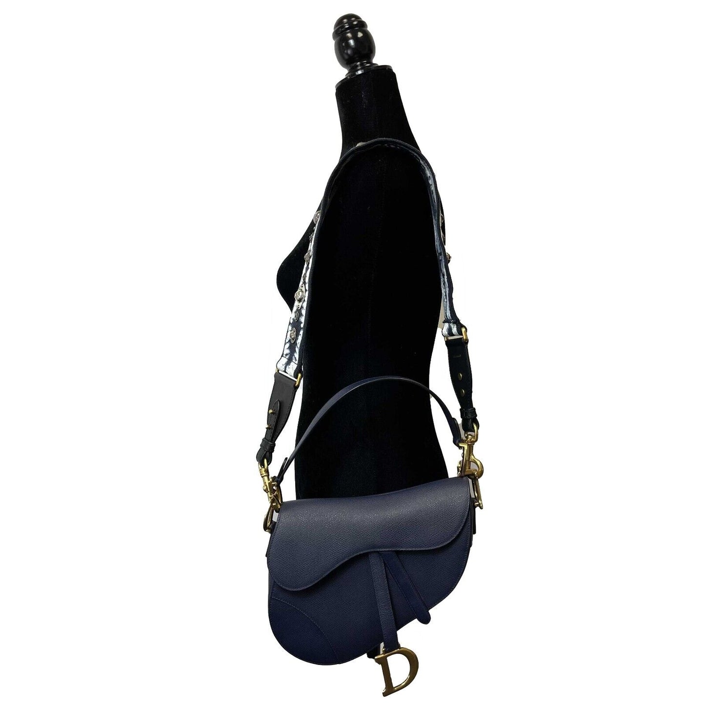 Christian Dior - Excellent - Saddle Bag - Navy Blue - w/ Crossbody Strap